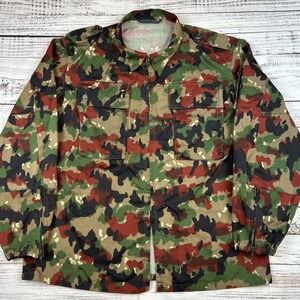Vintage Swiss Alpenflage Camo Jacket Mens XL 86/87 Military Field Coat 80s